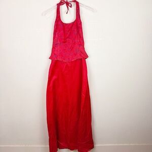 Gunne Sax Jessica Mcclintock Millennium Dress Red Corset Fairy Maxi Prom Pink 9